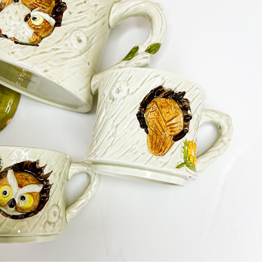 Vintage 1977 ENESCO Japan “Tea for Two” Owl Ceramic Teapot & Mug Set - Picture 8 of 12
